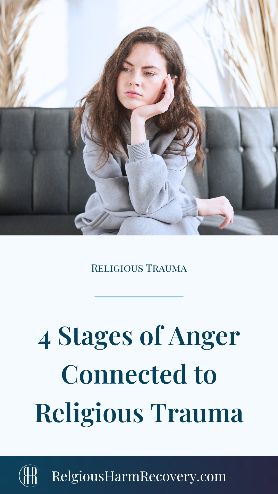 Pinterest image with the caption "4 stages of anger related to religious trauma"